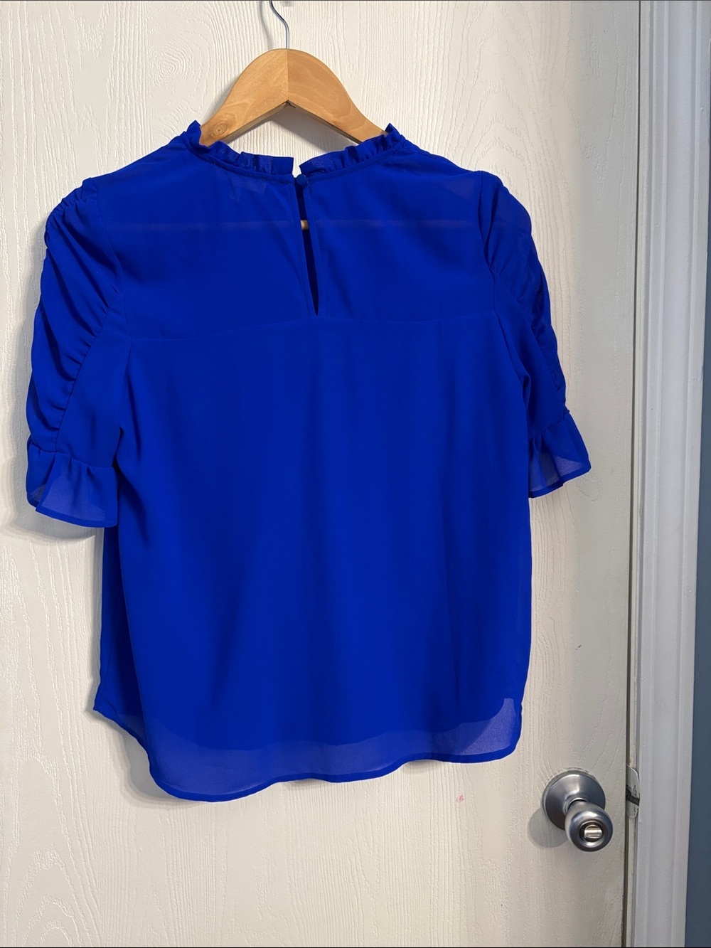 Monteau Royal Blue Ruffle Sleeve Blouse - Picture 7 of 8